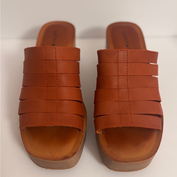 Lucky Brand Women's Brown Multi-Strap Platform Mules size 6.5 - Picture 3 of 7